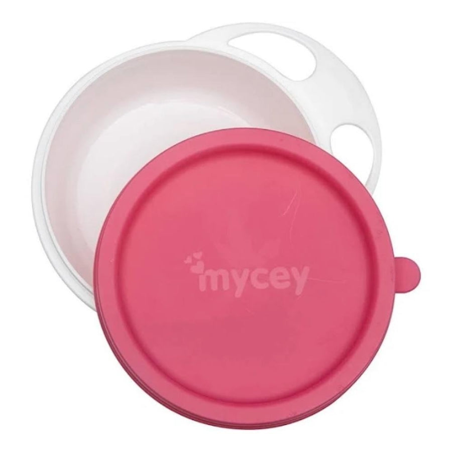 Mycey Lidded Baby Feeding Plate Pink 1 Count