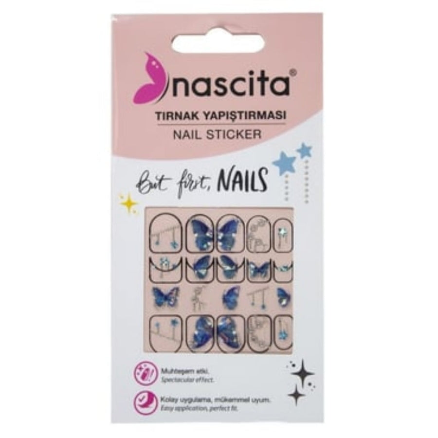 Nascita Nail Sticker 32 Blue Butterfly & Star Designs 1 Piece