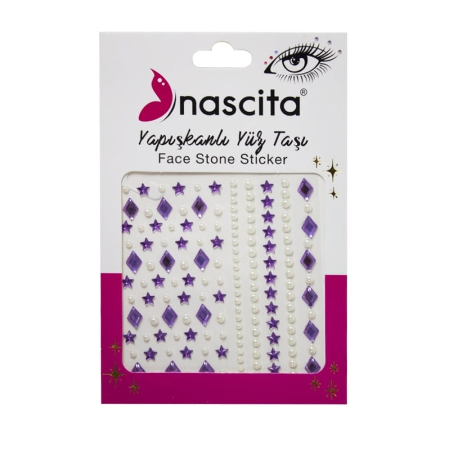 Nascita Adhesive Purple Face Jewels for Festival Makeup 1 Count