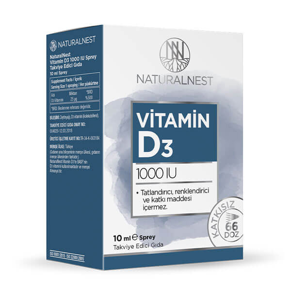 Complément alimentaire vitaminé Naturalnest D3 1000 UI en spray 10 ml
