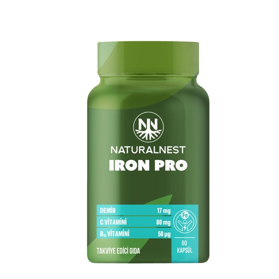Naturalnest Iron Pro Daily Supplement with Vitamin C 60 Capsules
