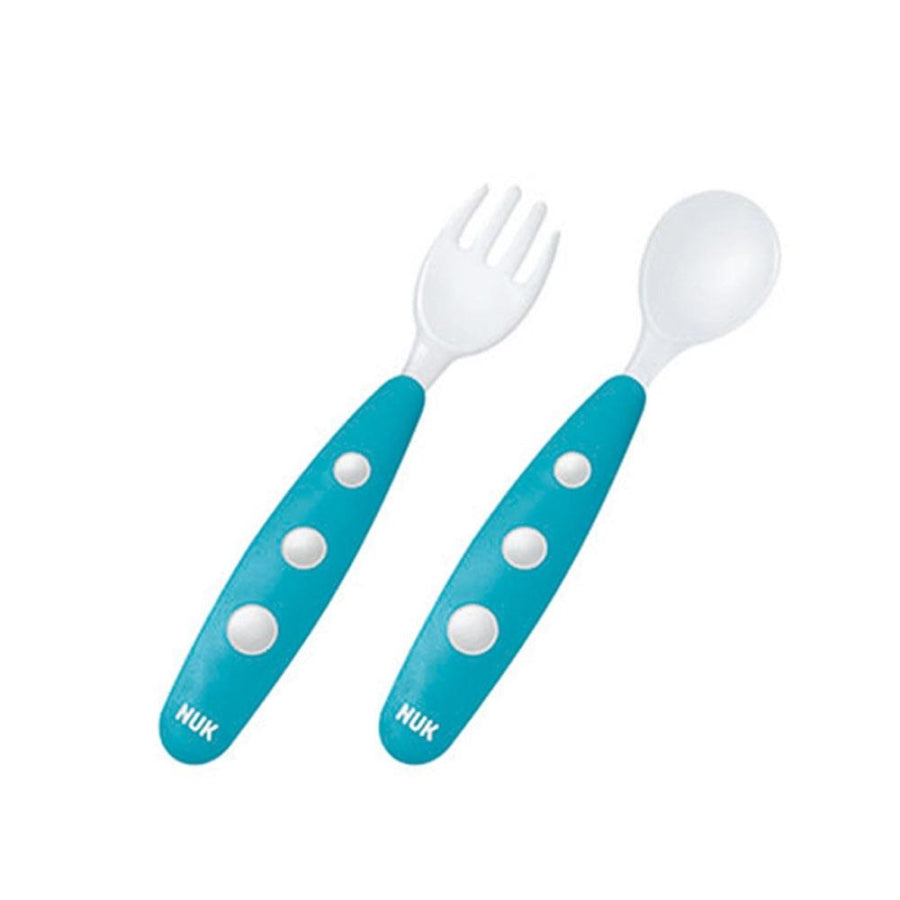 NUK Mini Fork and Spoon Set for Toddlers 8+ Months Green