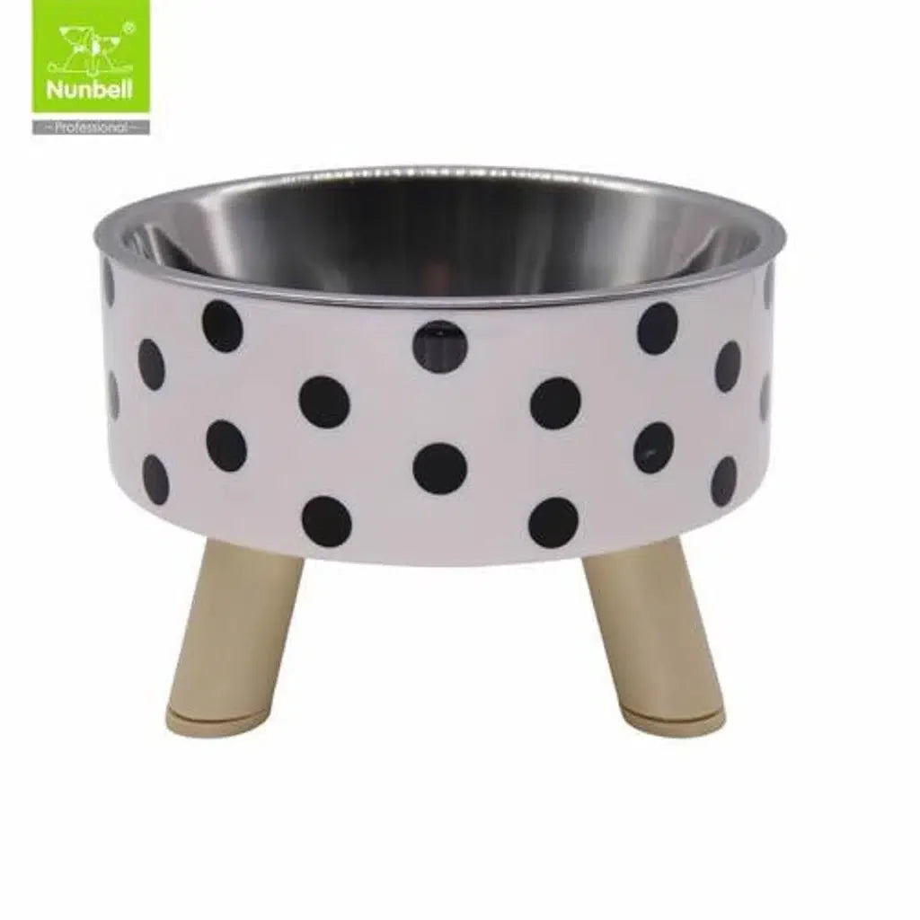 Nunbell Polka Dot Stainless Steel Elevated Pet Bowl 13.5cm