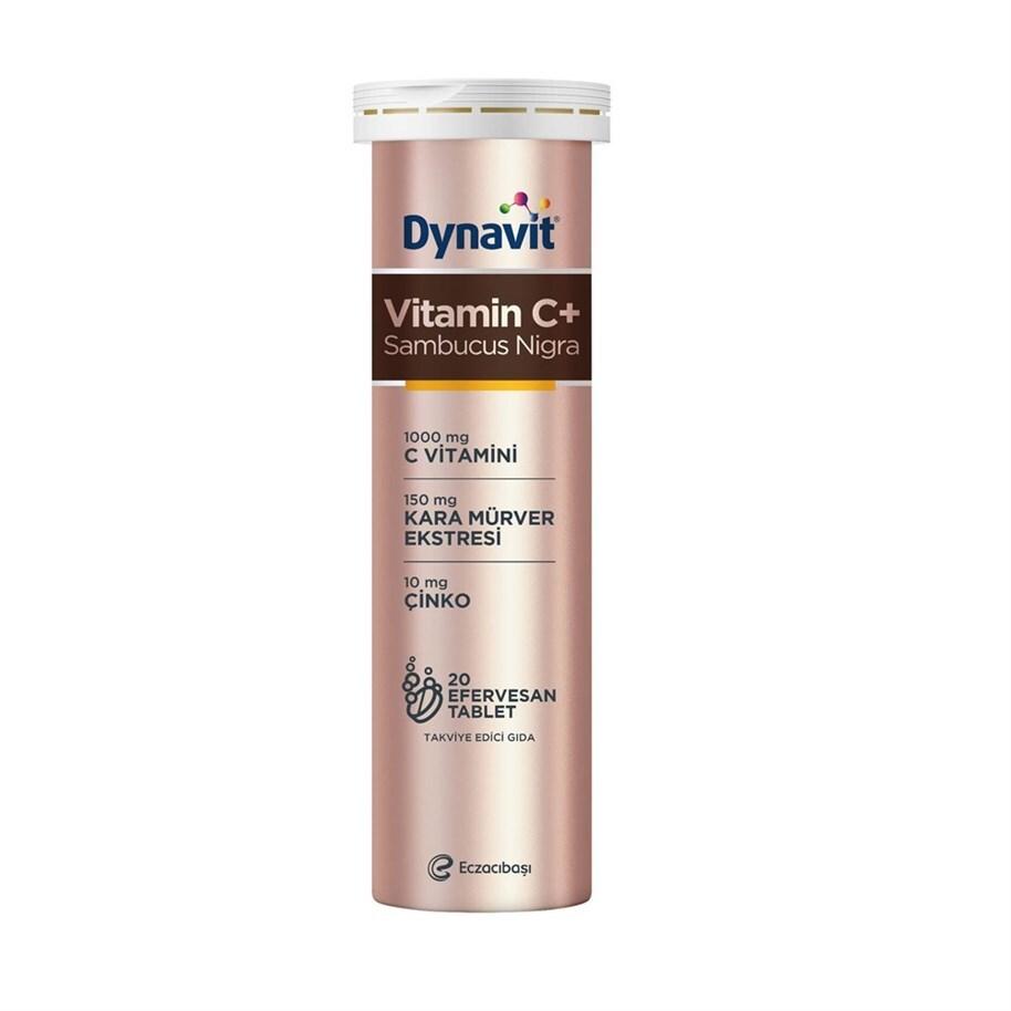 Dynavit Effervescent Vitamin C+ Sambucus Nigra Supplement - 20 Tablets - Boosts Immune System