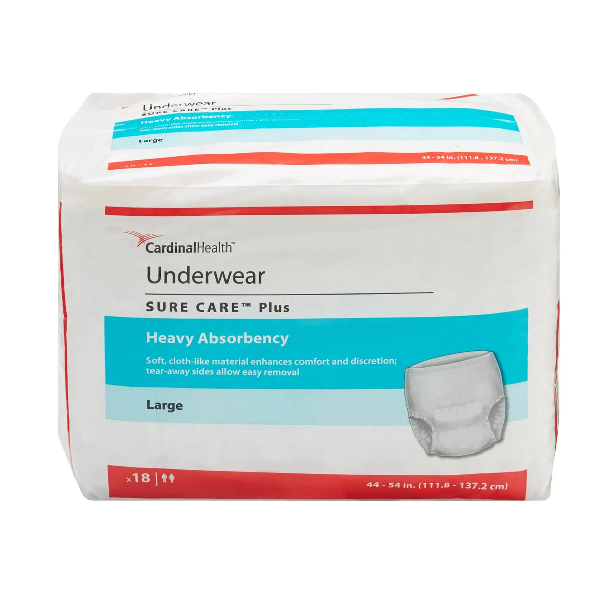 Ropa interior absorbente Sure Care Plus, paquete grande de 18 unidades