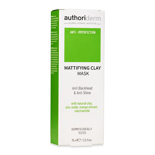 Masque à l'argile Authoriderm pour peaux grasses et mixtes : resserre les pores naturellement, réduit les points noirs et les imperfections - Masque visage matifiant anti-brillance