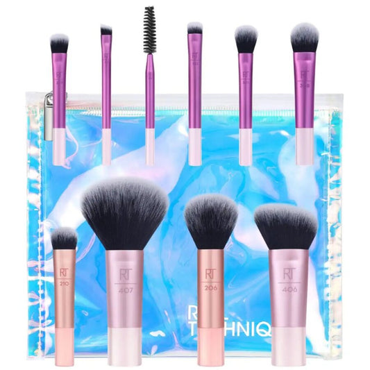 Real Techniques Mini Travel Brush Set with Makeup Bag 10 Pieces