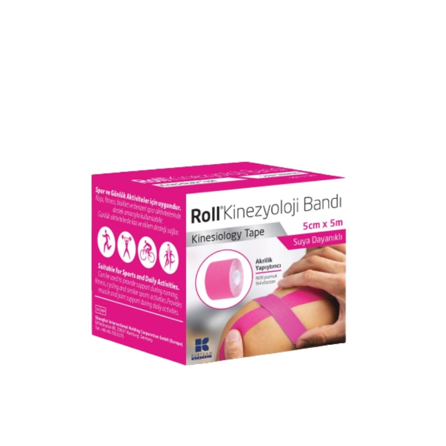 Rouleau de bande de kinésiologie Roll Saglik, soutien musculaire flexible, rose, 5 m