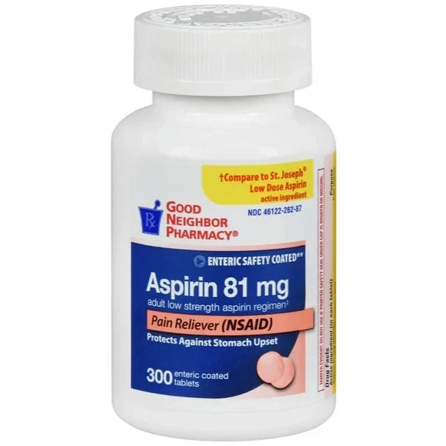 GNP Low Dose Aspirin 81 mg, Enteric Coated Tablets (300 Count) Medicine & Drugs Pasteur Pharmacy