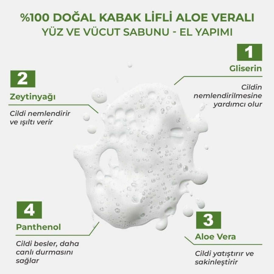 Savon visage et corps à l'aloe vera et à la fibre de citrouille Sinoz 130g