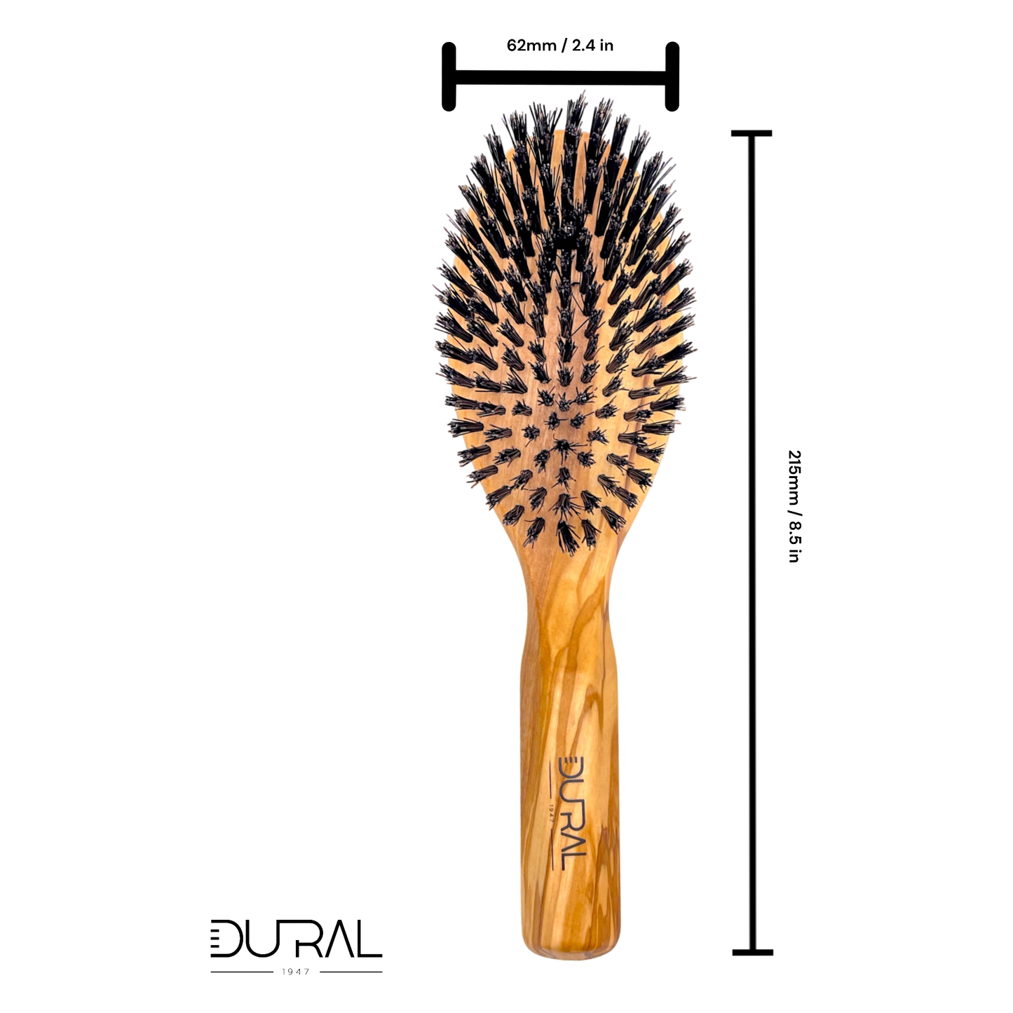 Dural Olive wood boar bristles hair brush - 9 rows Hair Brush Pasteur Pharmacy