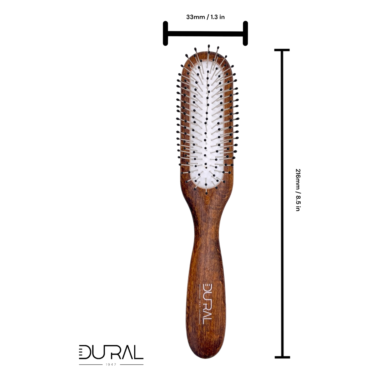 Dural Beech wood rubber cushion hair brush with steel pins and ball tips Hair Brush Pasteur Pharmacy