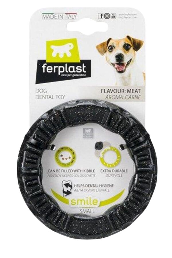 Ferplast Smile Meat Flavored Ring Dog Toy Black Small