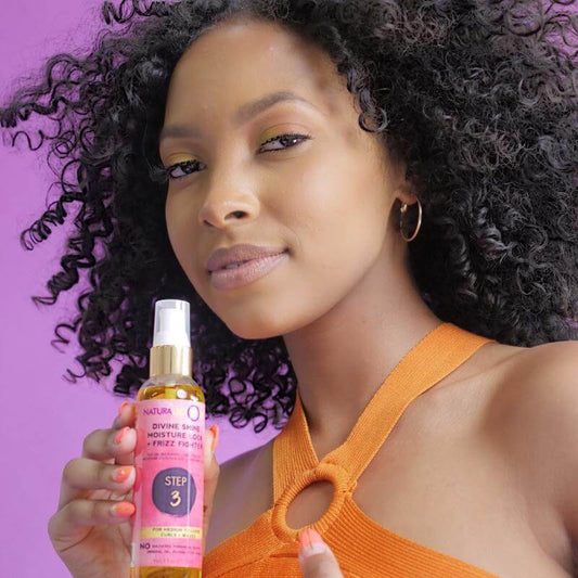 Step 3: Divine Shine Moisture Lock & Frizz Fighter (For Loose Curls)