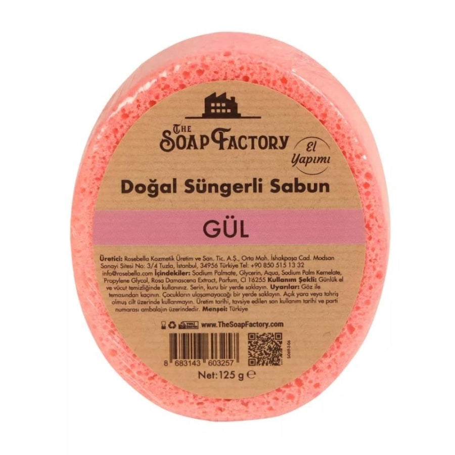 Savon à la rose à l'éponge naturelle The Soap Factory pour un nettoyage en douceur 125 g