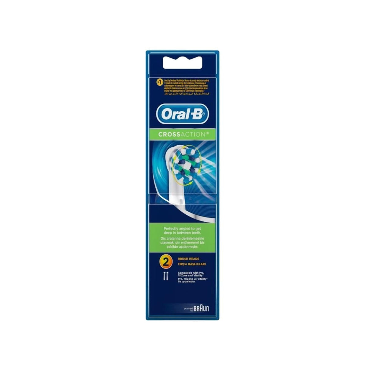 Oral-B Cross Action Toothbrush Replacement Heads - 2 Pack | Compatible Oral-B Electric Toothbrush Accessories for Effective Plaque Removal & Oral Hygiene