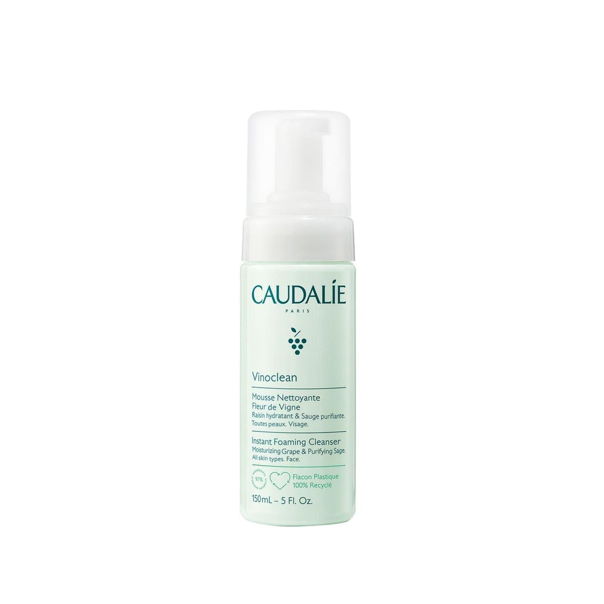 Caudalie Vinoclean Cleansing Foam - Gentle Skincare for All Skin Types, 150ml