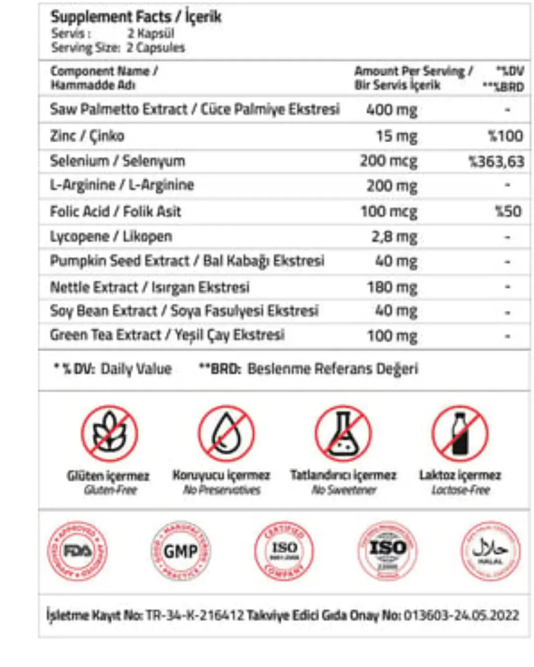 Validus Saw Palmetto 400 mg & L-Arginine Complex 60 Capsules