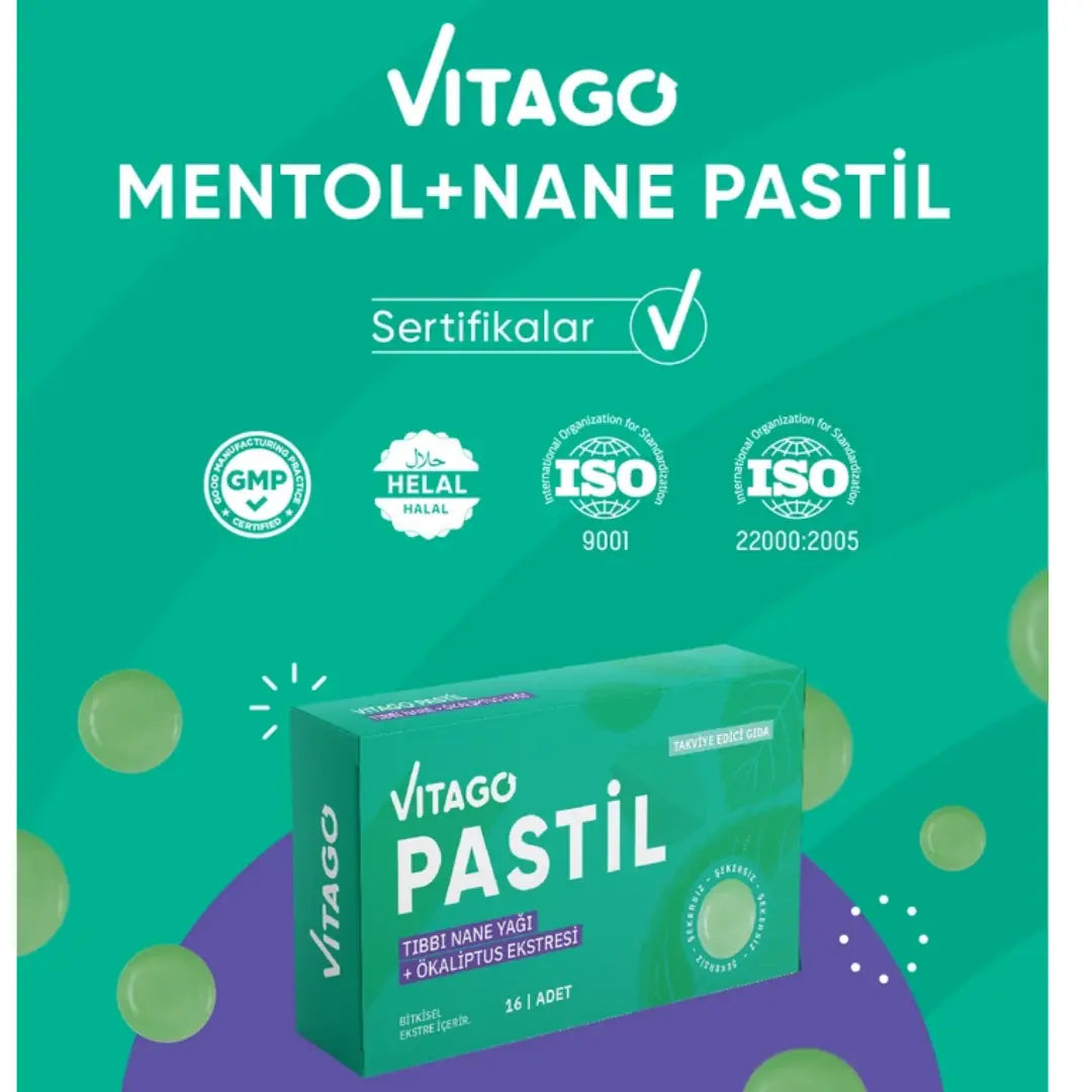 Vitago Peppermint and Eucalyptus Oil Lozenges 16 Count