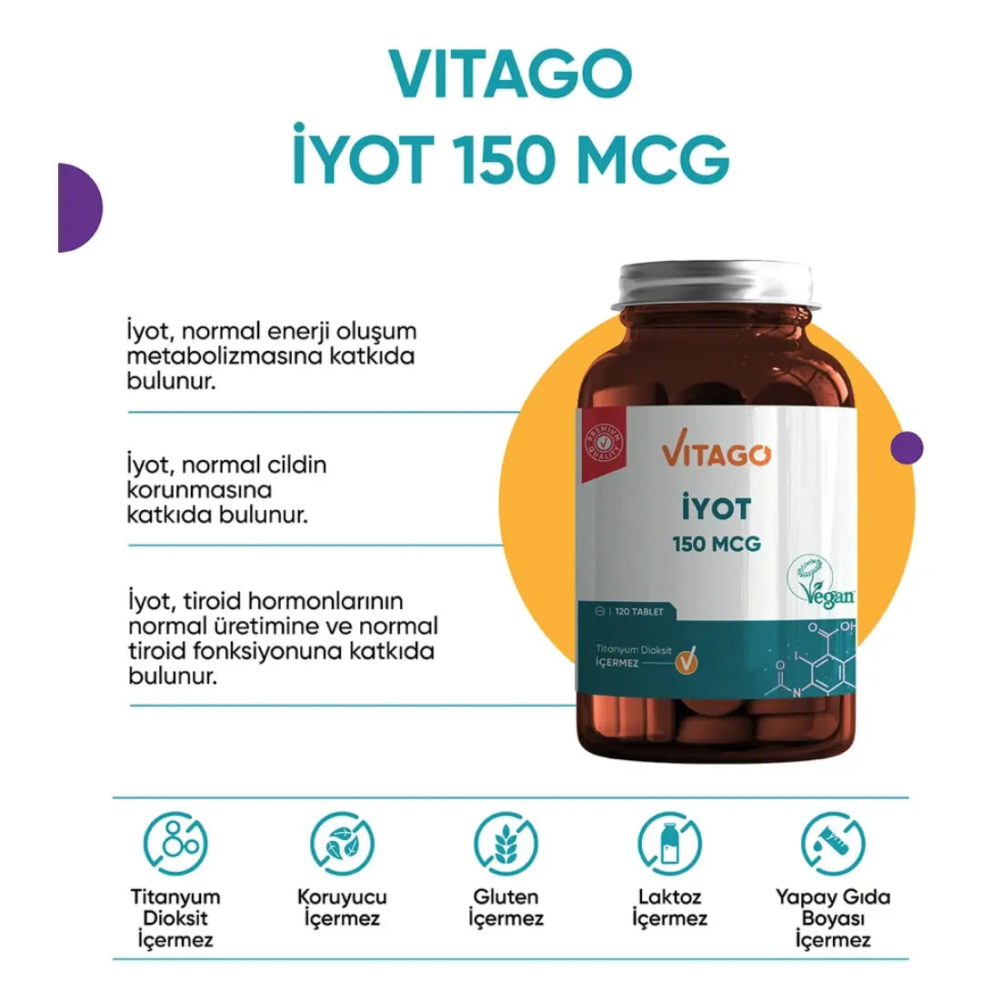 Vitago Premium Iodine 150 MCG Daily Supplement 120 Tablets