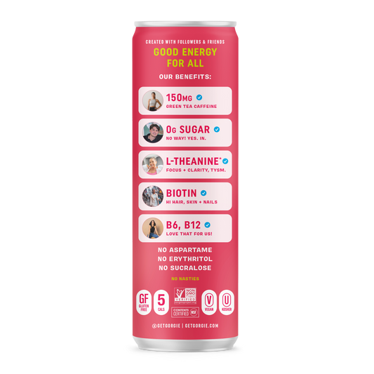 GORGIE Energy Drink - Sparkling Watermelon Splash - 12 Cans Pack Energy Drink GORGIE
