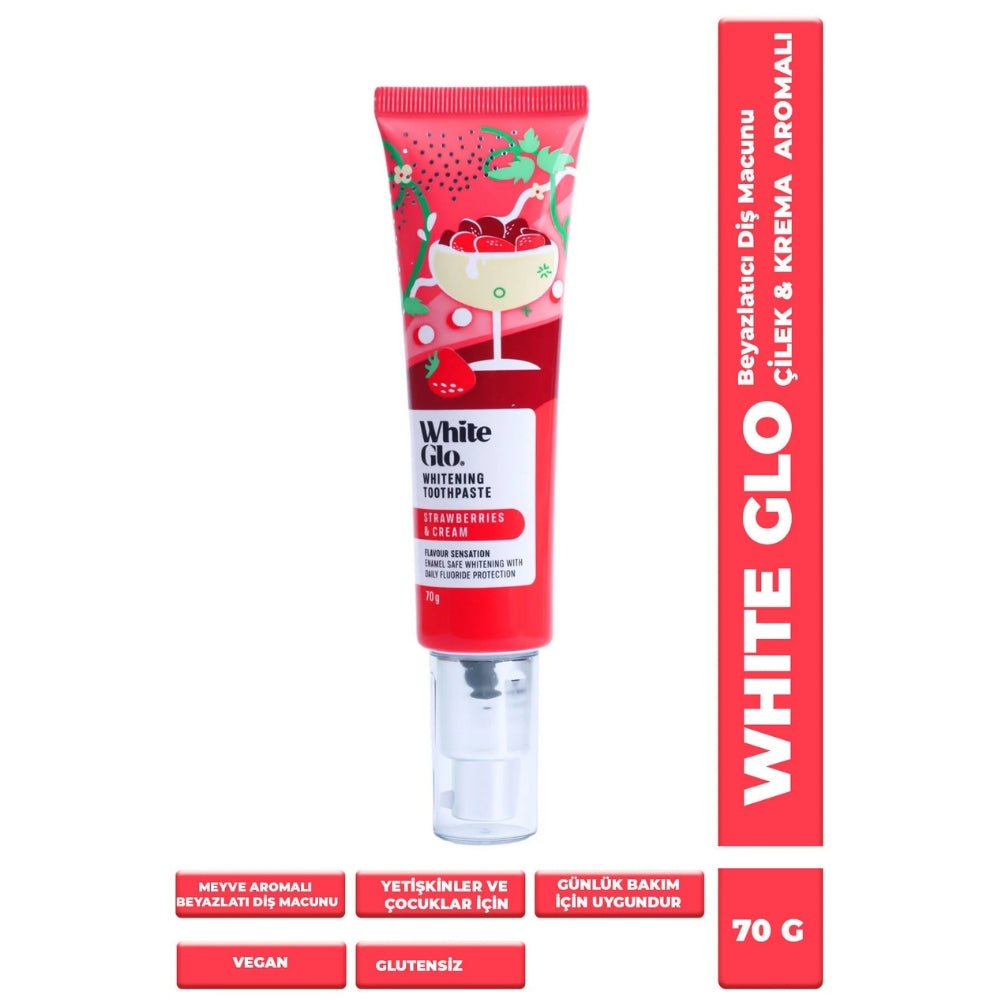 White Glo Strawberry & Cream Whitening Toothpaste 70g