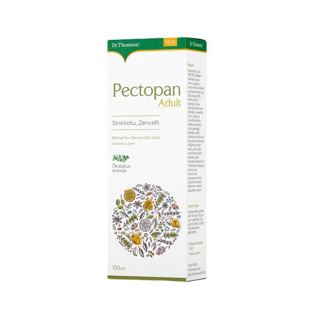 Dr. Thomson Pectopan: Herbal Immune Support Syrup for Adults - Natural Remedy with Propolis, Vitamin C & Zinc, Eucalyptus Flavor, 150ml