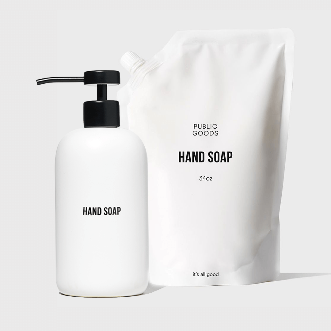 Stoneware Soap Dispenser + Hand Soap Refill Product Set Public Goods
