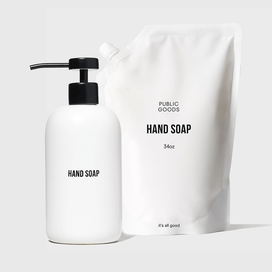 Stoneware Soap Dispenser + Hand Soap Refill Product Set Public Goods