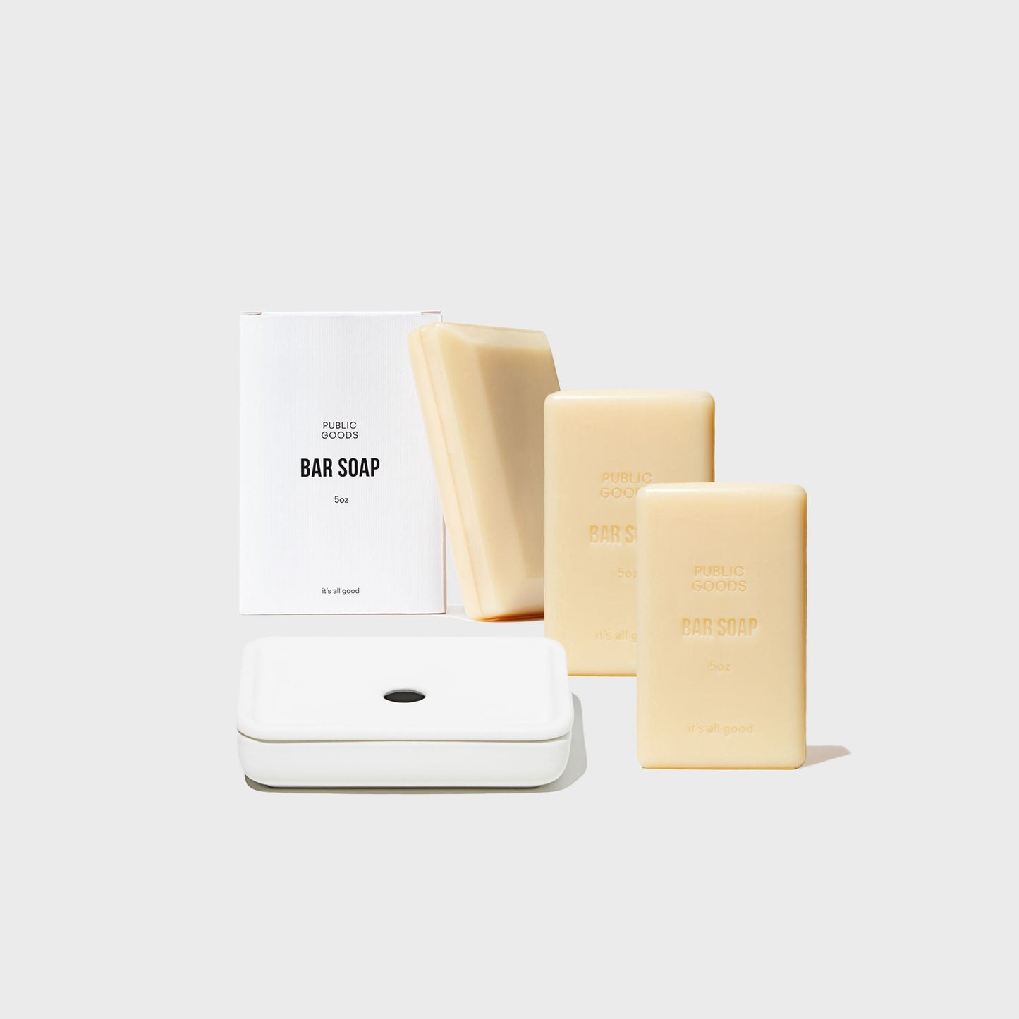 Stoneware Soap Dish + Bar Soap 3-Pack Product Set Public Goods