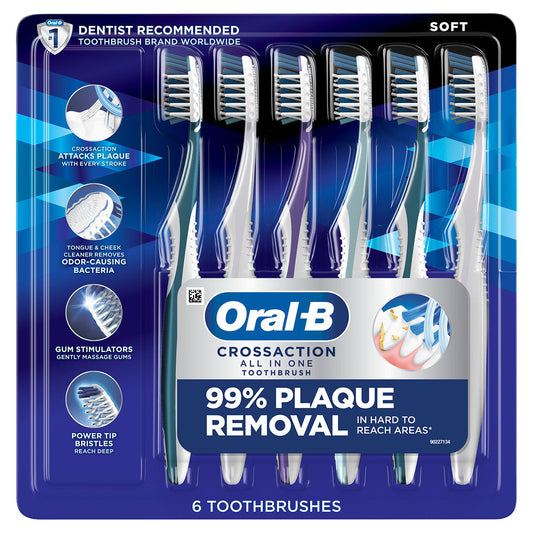 Oral-B Cross Action All-In-One Toothbrushes 6 Count Toothbrushes Pasteur Pharmacy
