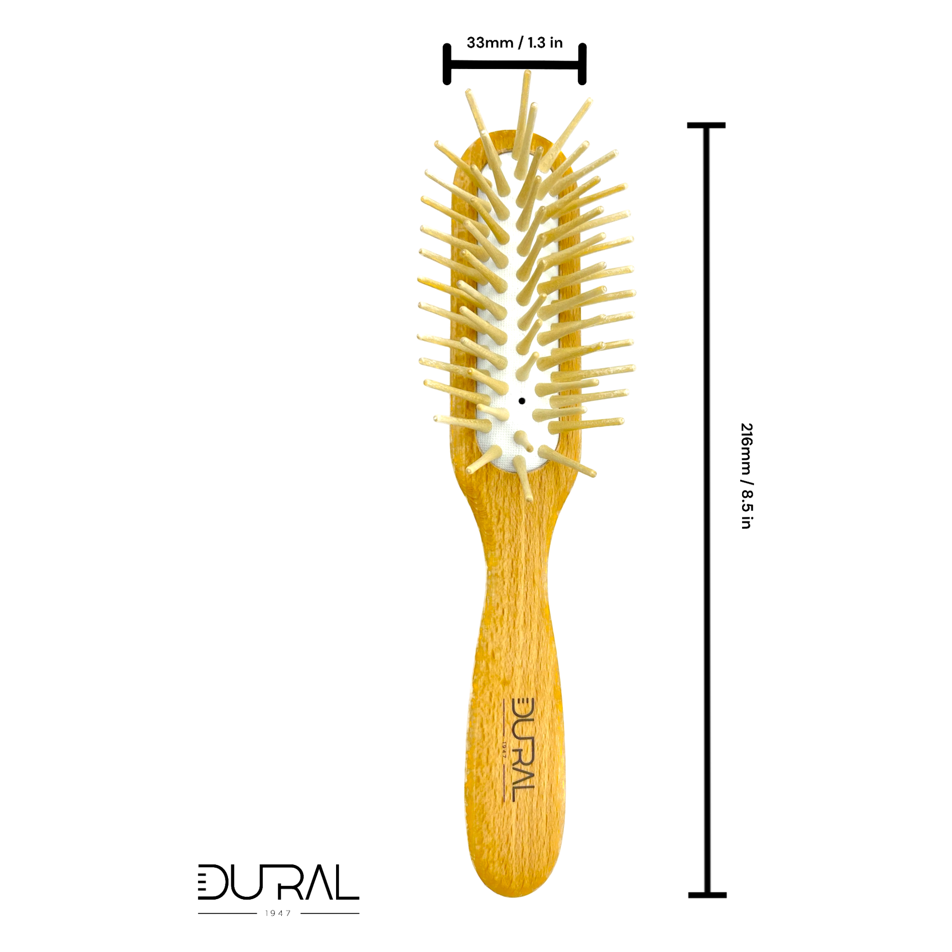Dural Beech wood rubber cushion hair brush with long wooden pins Hair Brush Pasteur Pharmacy