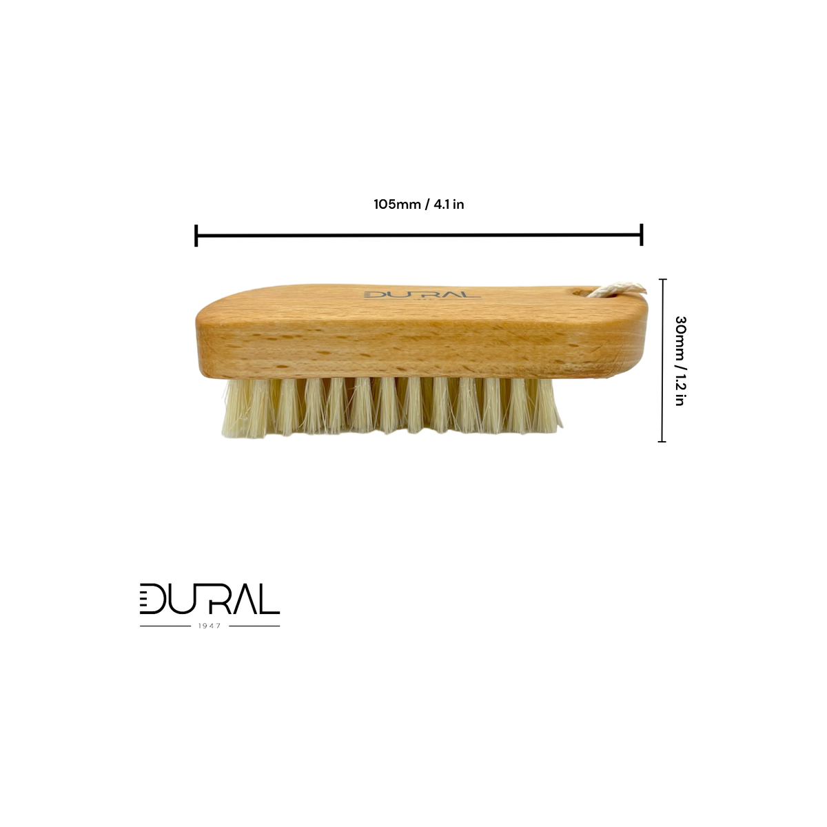 Dural Beech wood ergonomic hand brush with pure natural bristles and cotton cord