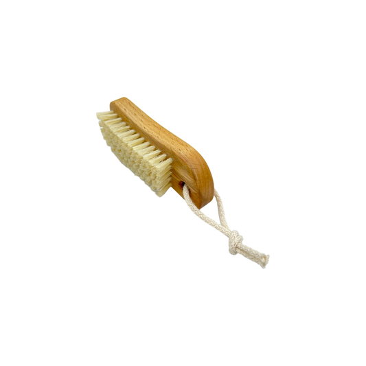 Brosse à main ergonomique en hêtre durable avec poils naturels et cordon en coton