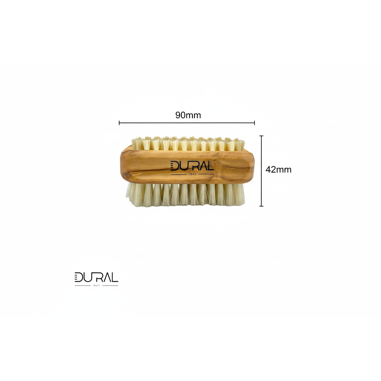 Dural Olive wood hand & nail brush with natural bristles - 6/8 rows 90mm Nail Brush Pasteur Pharmacy