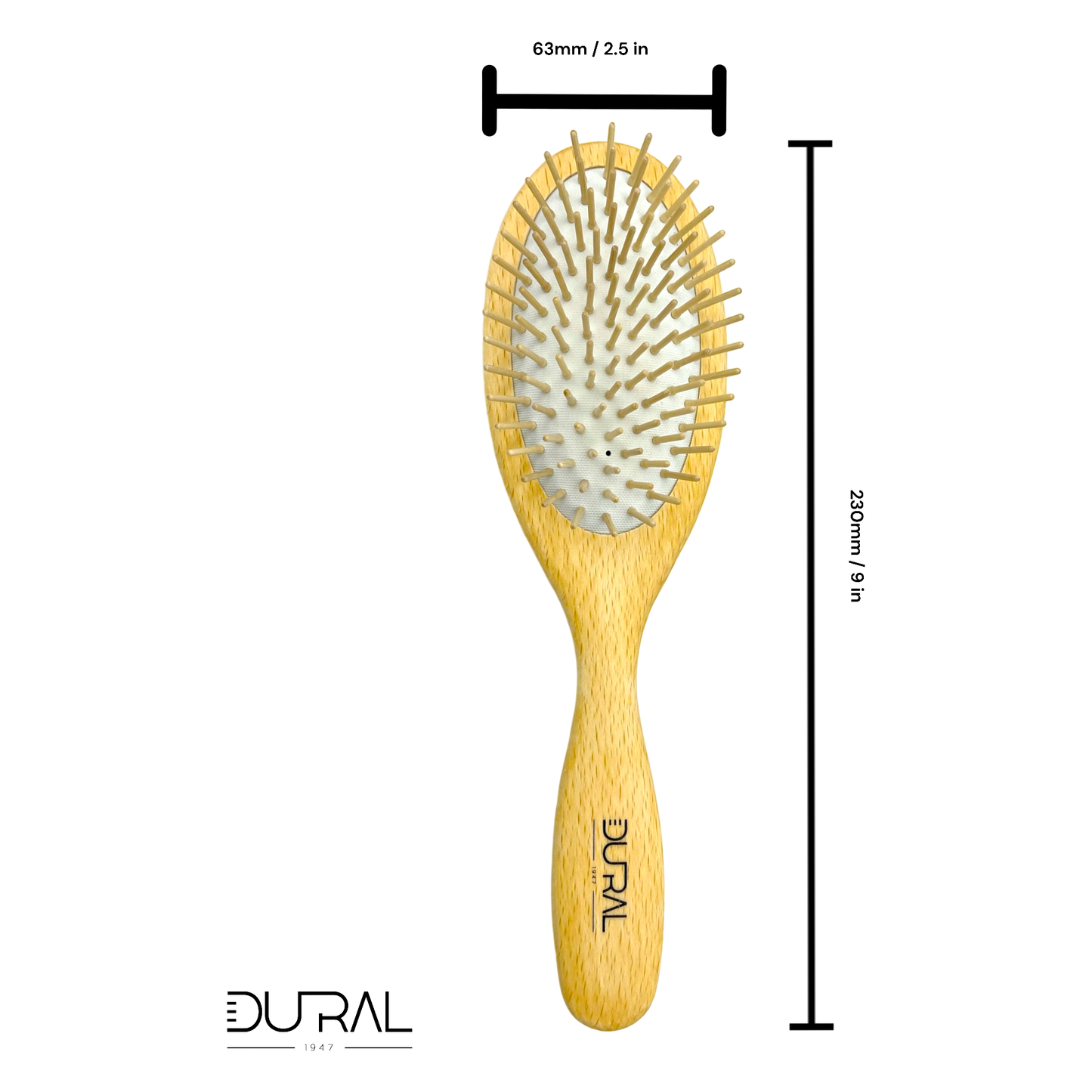 Dural Beech wood rubber cushion hair brush with wooden pins Hair Brush Pasteur Pharmacy