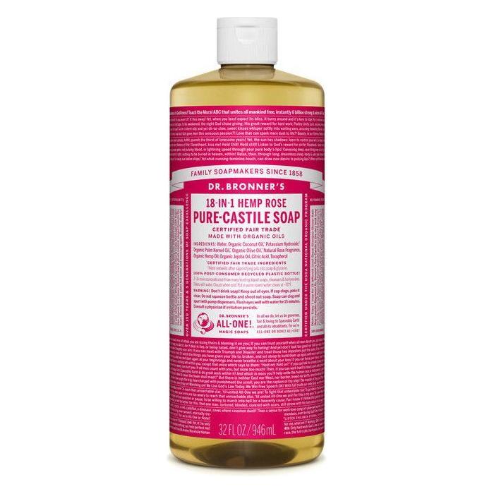 Dr. Bronner's Organic Pure Castile Liquid Soap Rose 32 fl oz Liquid Soap Pasteur Pharmacy