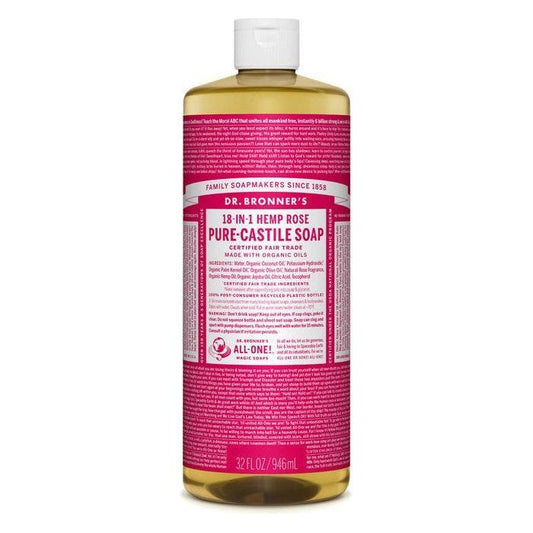 Dr. Bronner's Organic Pure Castile Liquid Soap Rose 32 fl oz Liquid Soap Pasteur Pharmacy