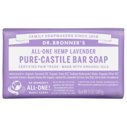 Dr. Bronner's Pure Castile Soap Bar Lavander 5 oz Bar Soap Pasteur Pharmacy