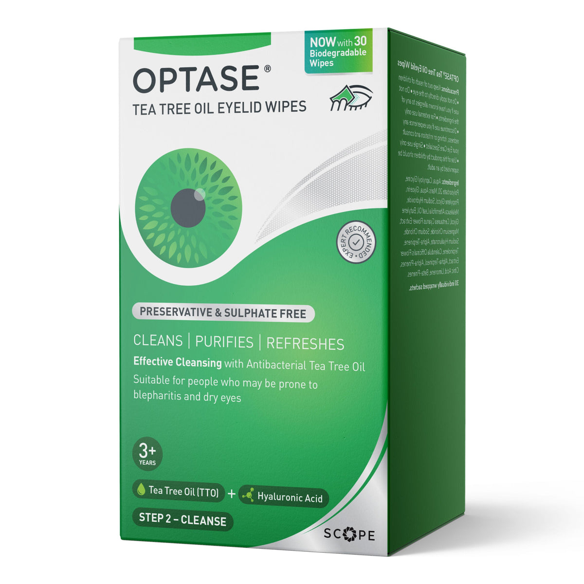 Toallitas Optase para párpados con aceite de árbol de té 30 unidades