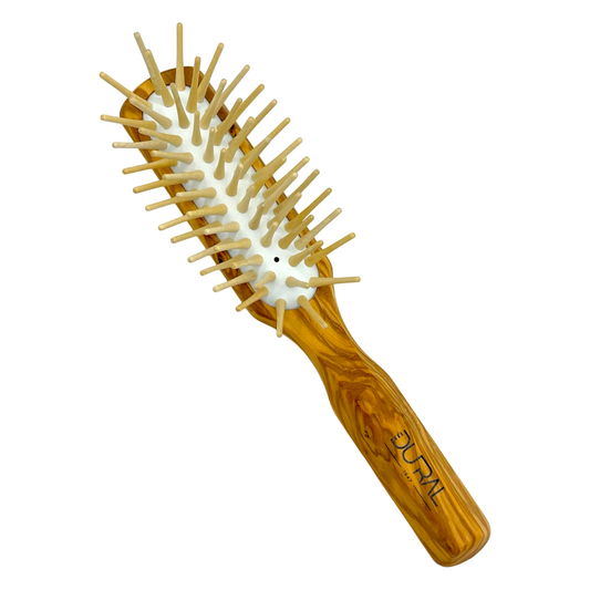 Dural Olive wood rubber cushion hair brush with long wooden pins Hair Brush Pasteur Pharmacy