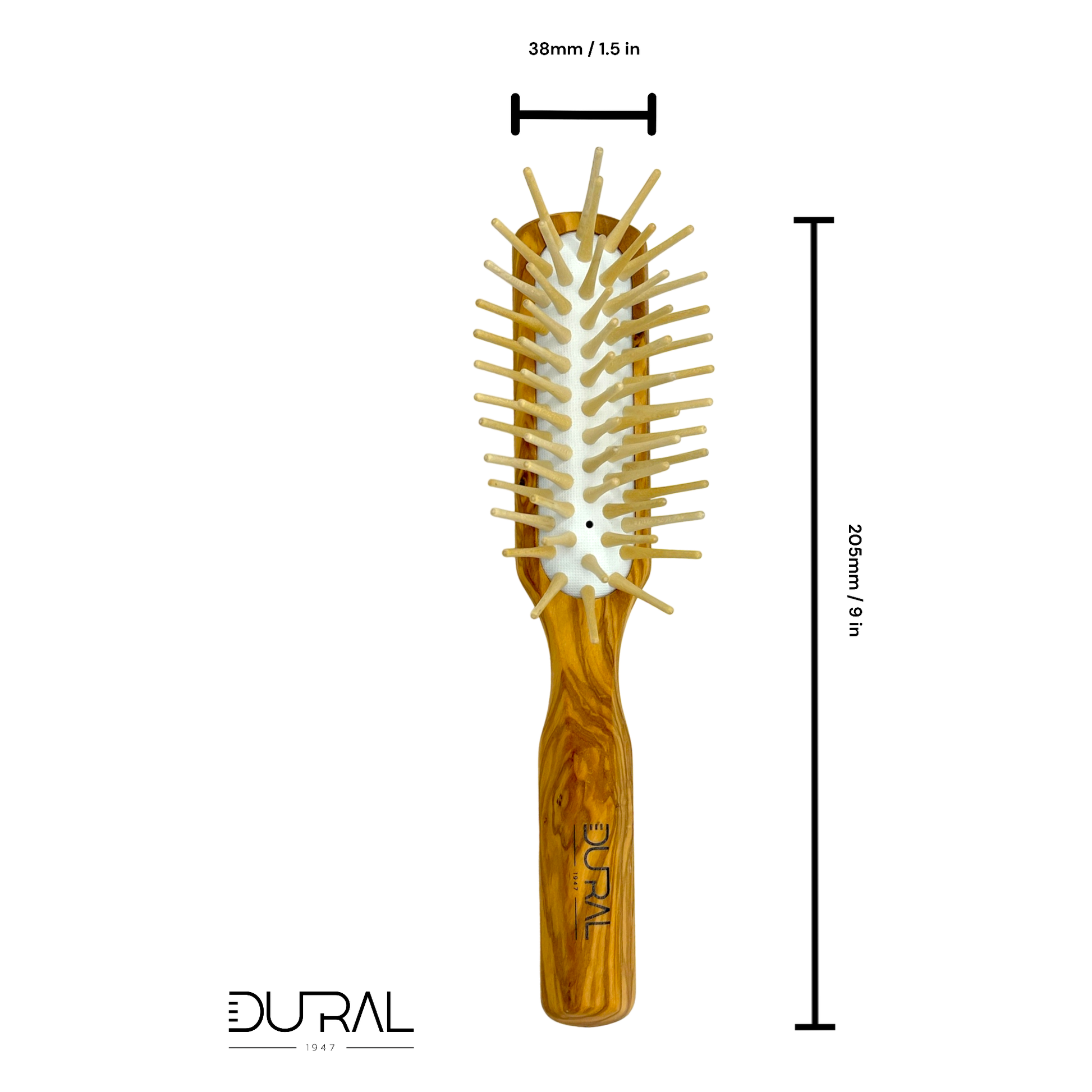 Dural Olive wood rubber cushion hair brush with long wooden pins Hair Brush Pasteur Pharmacy