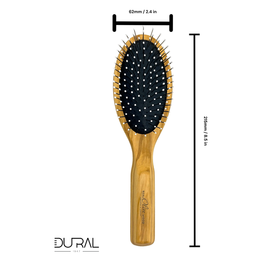 Dural Olive wood rubber cushion hair brush with steel pins and ball tips Hair Brush Pasteur Pharmacy