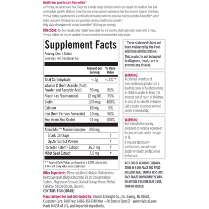 Viviscal Hair Growth Dietary Supplement, 60 Tablets Hair Health Supplement Pasteur Pharmacy