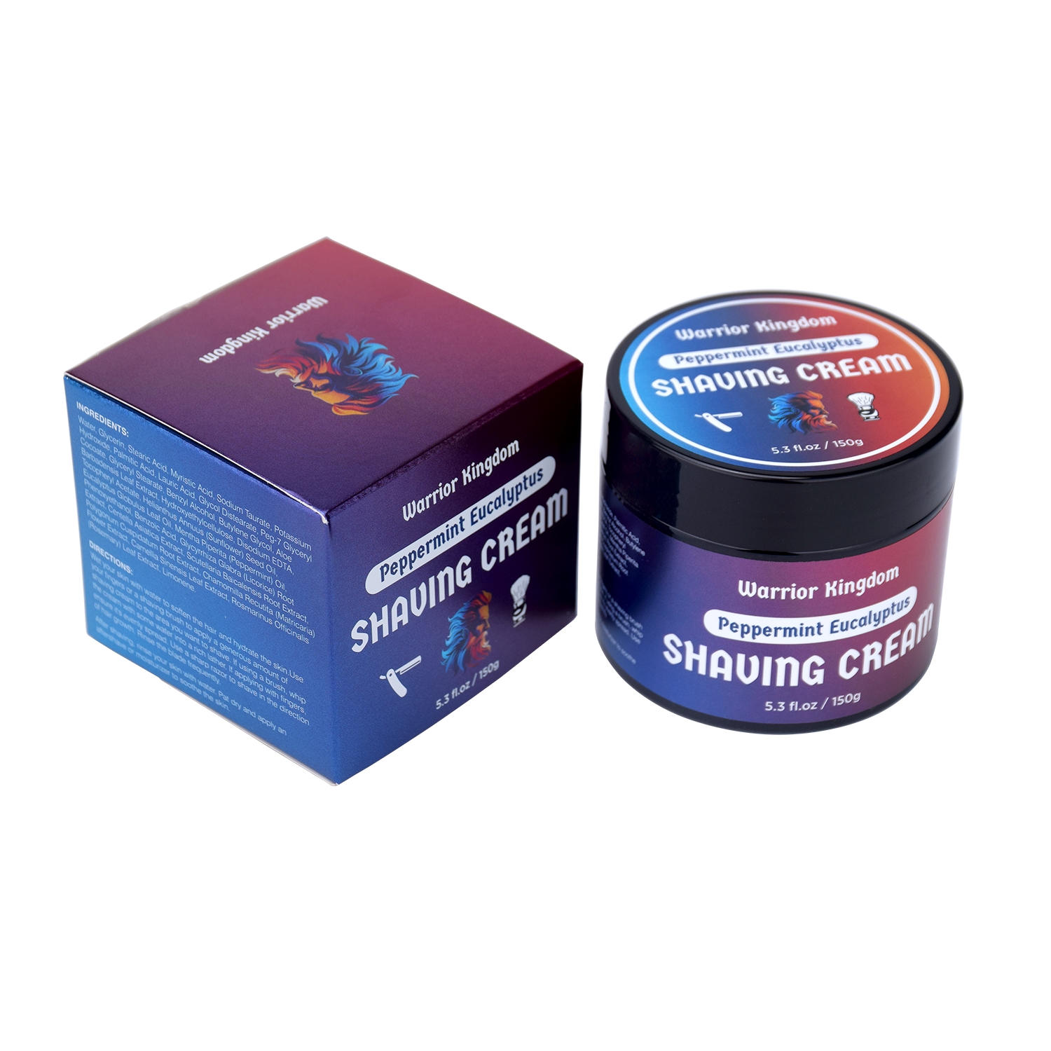 WhollyKaw Warrior Kingdom Luxury Shaving Cream - Peppermint Eucalyptus Shaving Cream Pasteur Pharmacy