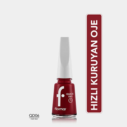 Vernis à ongles séchage rapide Flormar - Hautement pigmenté, longue tenue, temps de séchage de 60 secondes