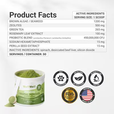 WuffWell Dog Dental Cleaning Powder with Probiotics