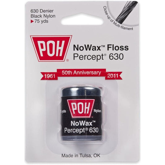 POH Black No Wax Percept Dental Floss Thicker Nylon 75 Yards Dental Floss Pasteur Pharmacy