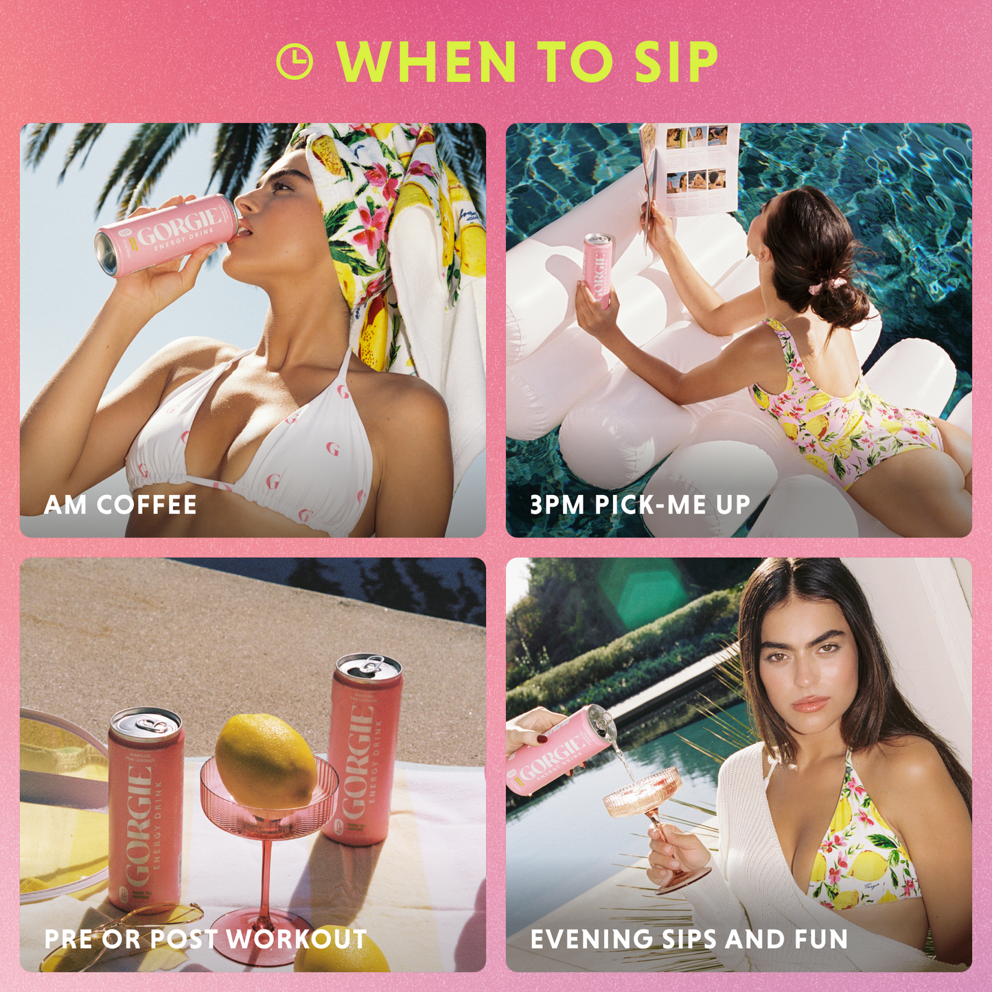 GORGIE Sparkling Pink Lemonade - 12 Cans Pack Energy Drink GORGIE