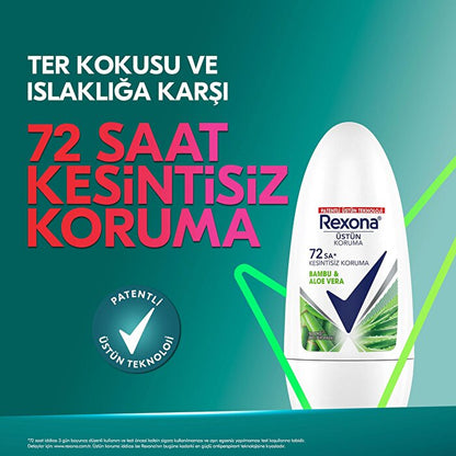 Desodorante Roll-On Rexona Bambú y Aloe Vera 50ml - Protección 72 Horas | Cuidado Femenino